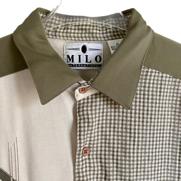 Milo International Short Sleeve Button Up Collar Banded Waist Shirt Men's XL - Picture 8 of 10